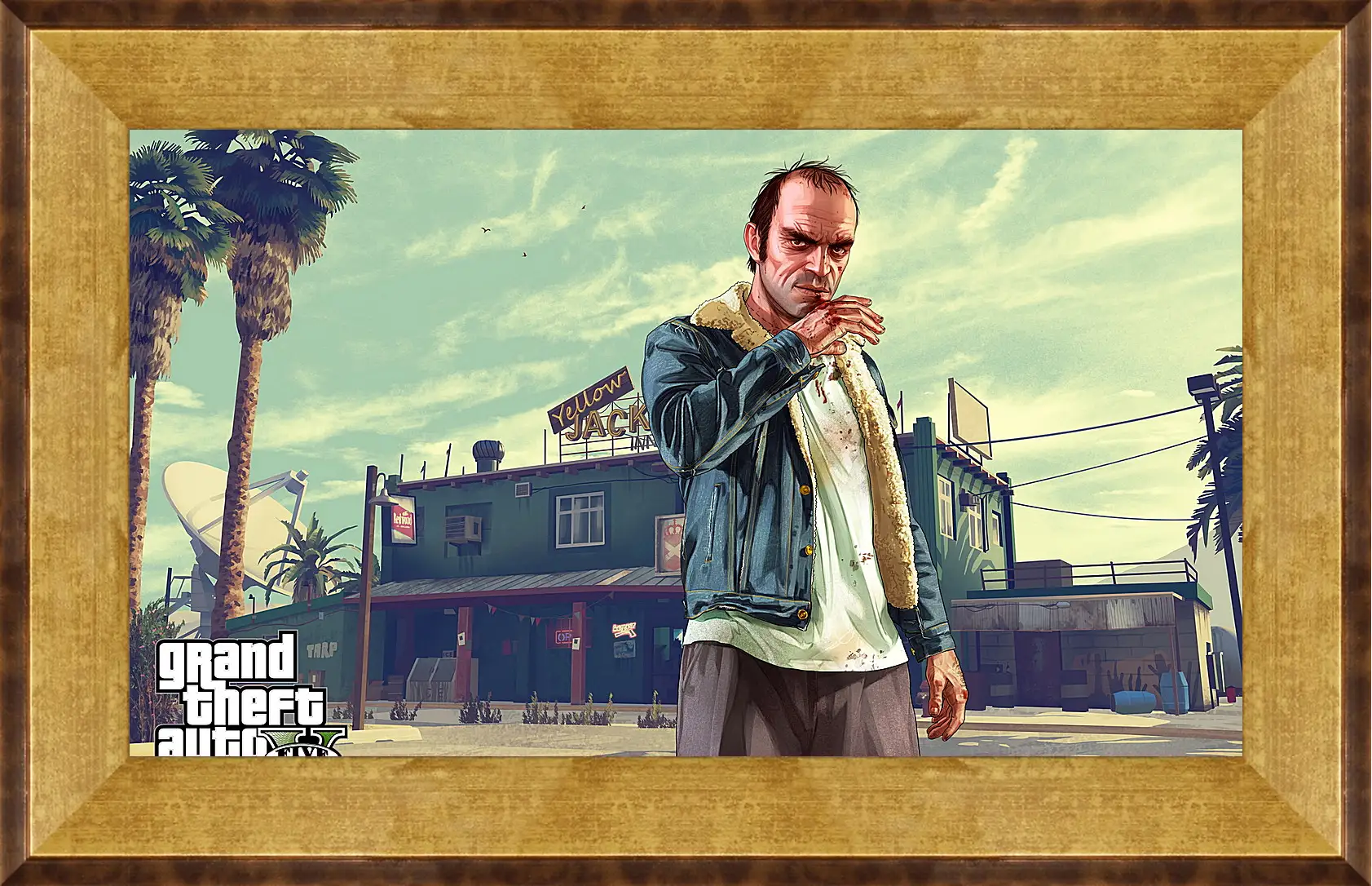 Картина в раме - grand theft auto v, trevor, bar
