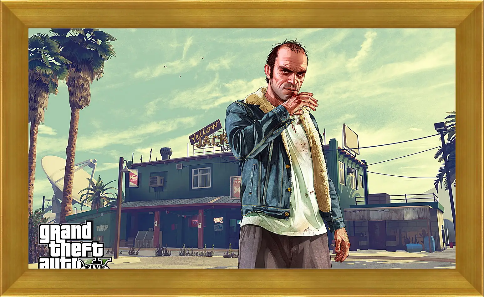 Картина в раме - grand theft auto v, trevor, bar
