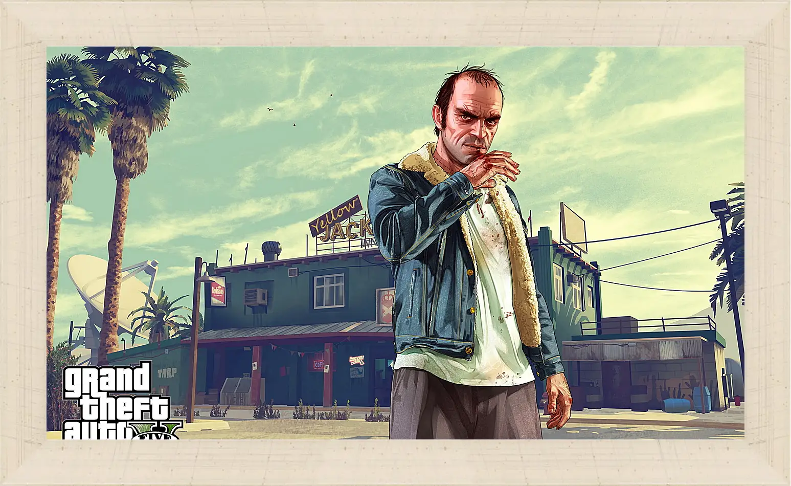 Картина в раме - grand theft auto v, trevor, bar
