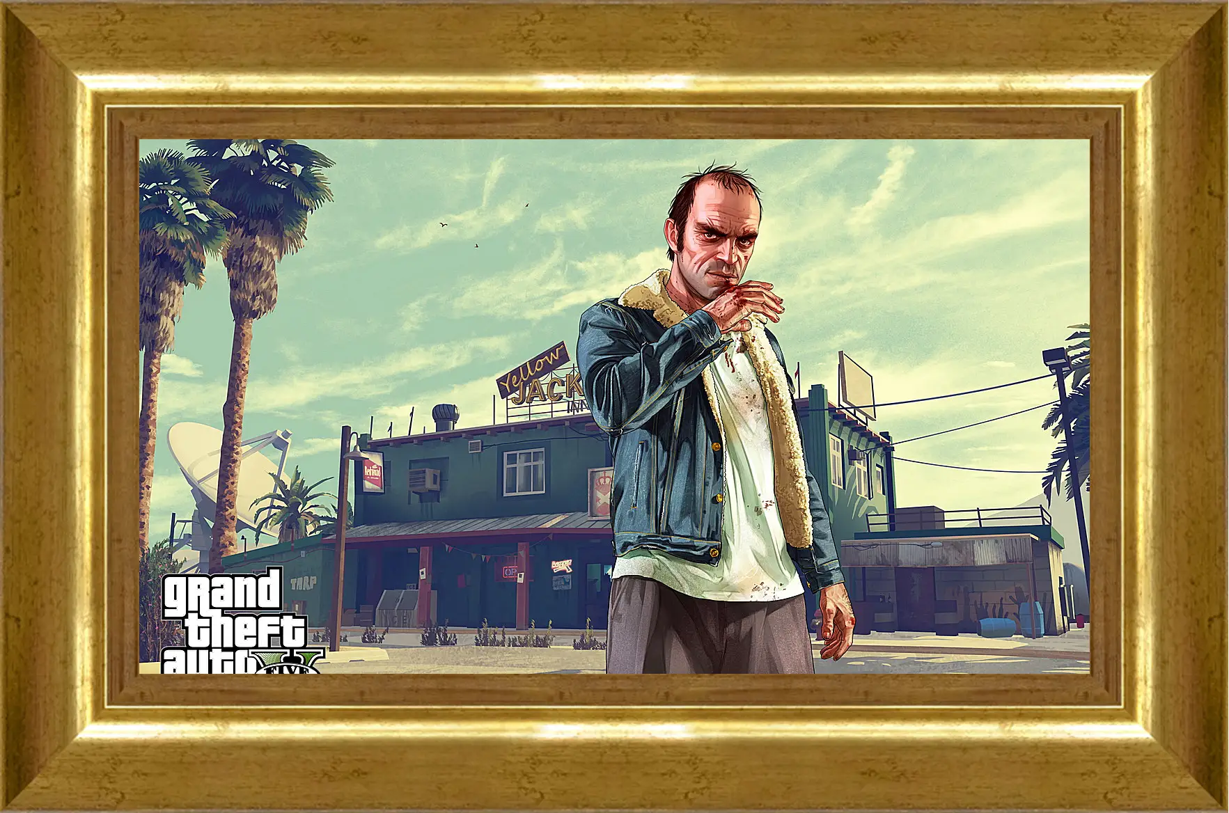 Картина в раме - grand theft auto v, trevor, bar
