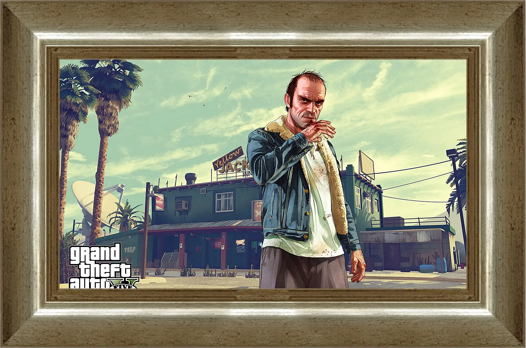 Картина в раме - grand theft auto v, trevor, bar
