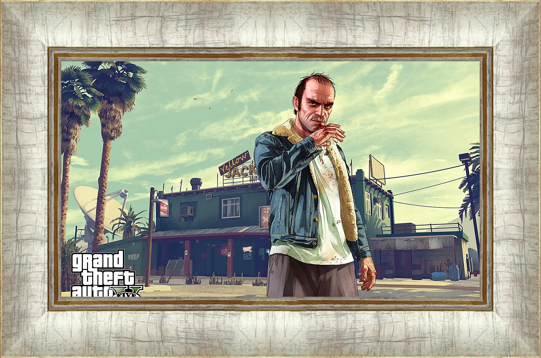 Картина в раме - grand theft auto v, trevor, bar
