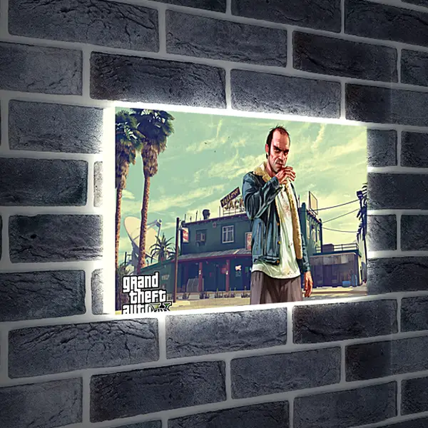 Лайтбокс световая панель - grand theft auto v, trevor, bar
