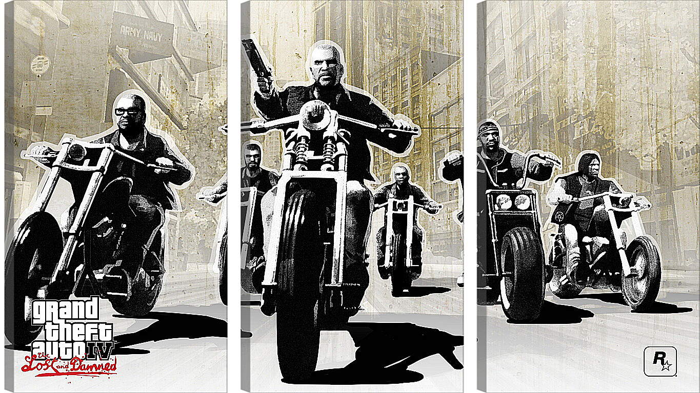 Модульная картина - gta 4 lost and damned, grand theft auto 4 lost and damned, bikers
