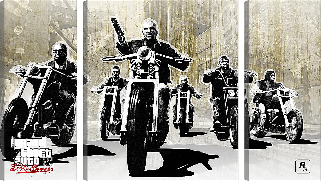 Модульная картина - gta 4 lost and damned, grand theft auto 4 lost and damned, bikers
