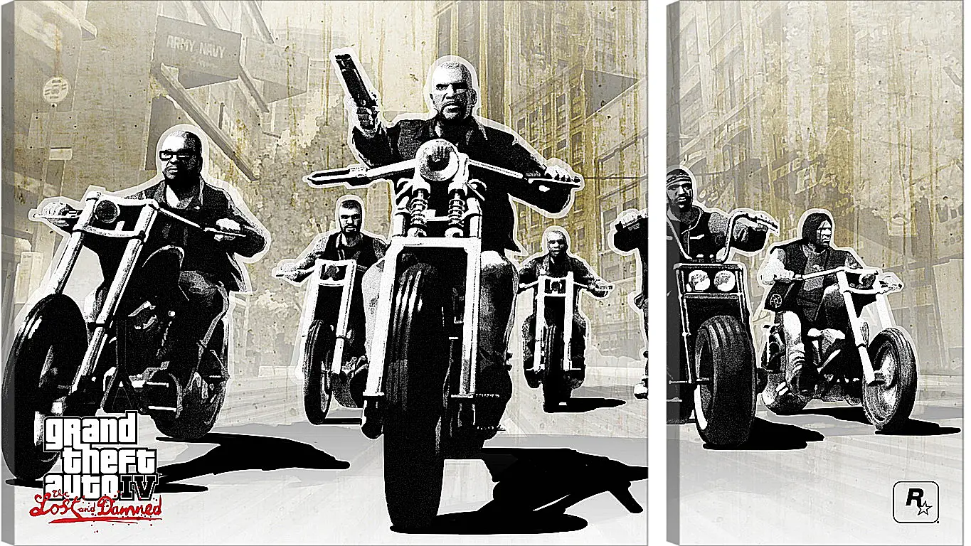 Модульная картина - gta 4 lost and damned, grand theft auto 4 lost and damned, bikers
