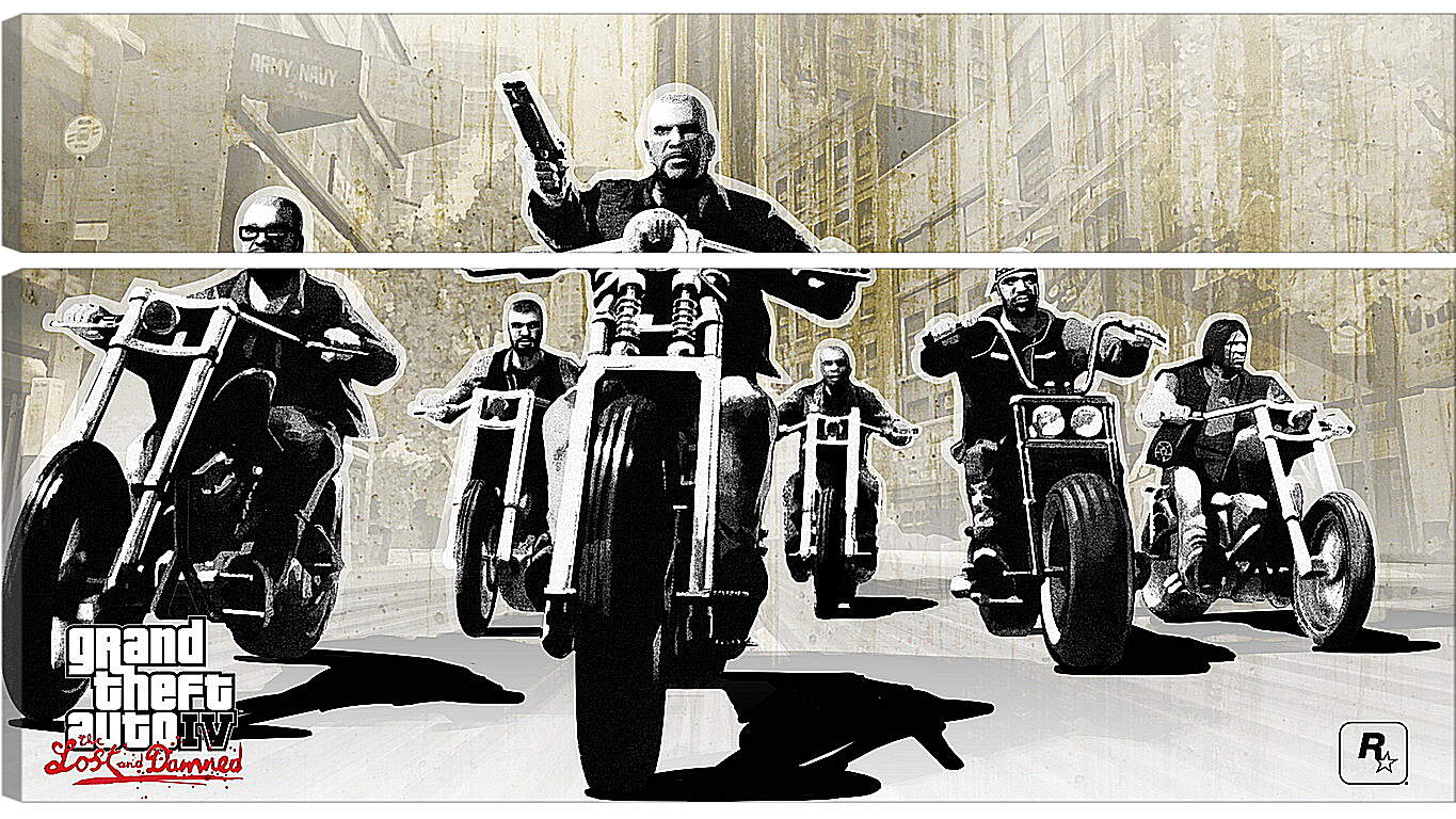 Модульная картина - gta 4 lost and damned, grand theft auto 4 lost and damned, bikers
