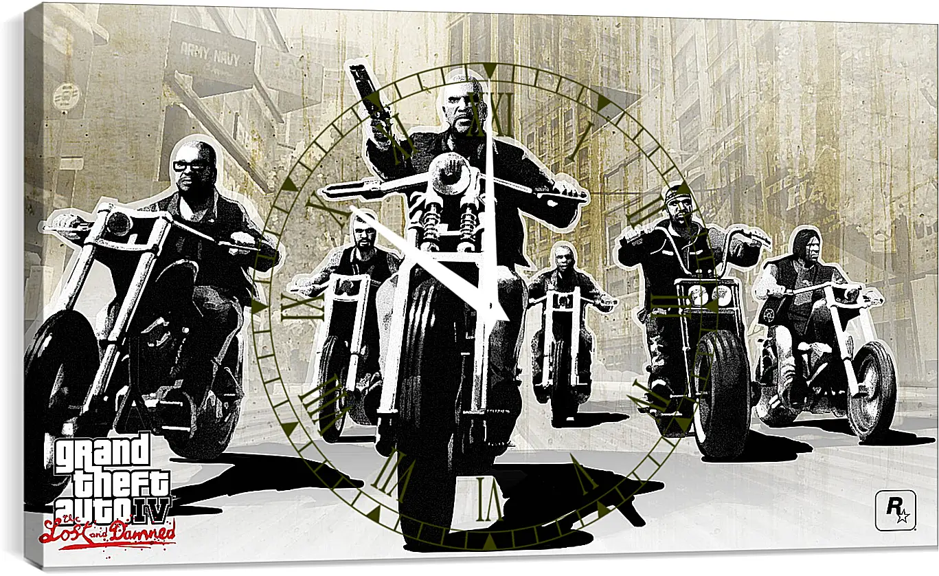 Часы картина - gta 4 lost and damned, grand theft auto 4 lost and damned, bikers
