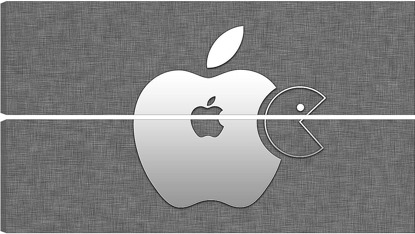 Модульная картина - pacman, apple, food
