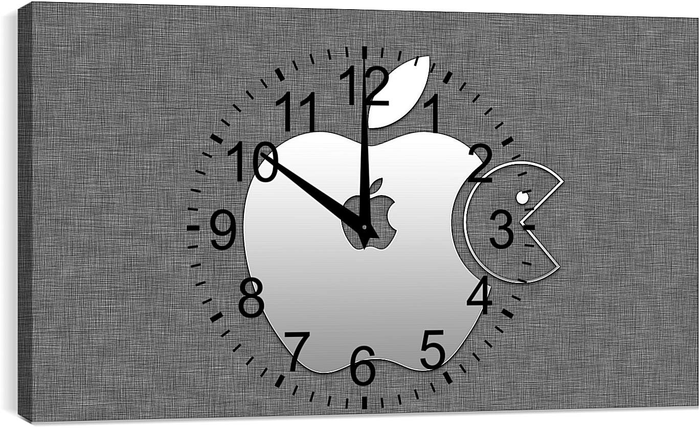Часы картина - pacman, apple, food
