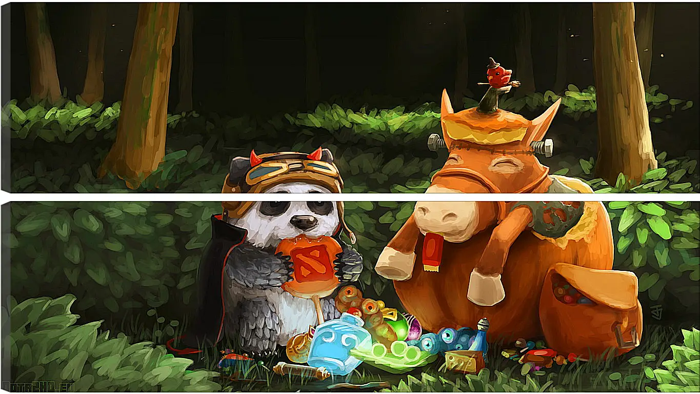 Модульная картина - dota 2, panda, courier