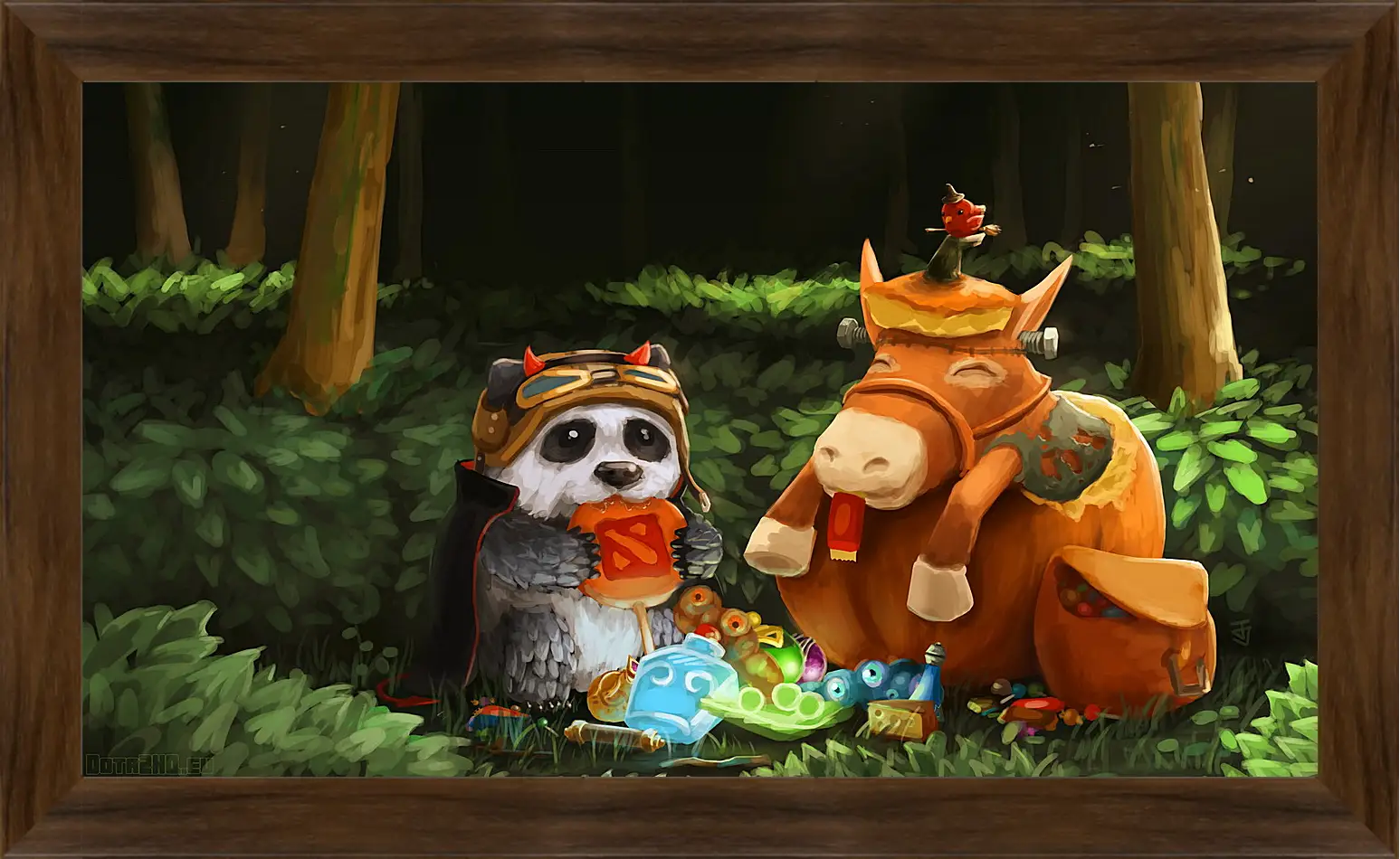 Картина в раме - dota 2, panda, courier