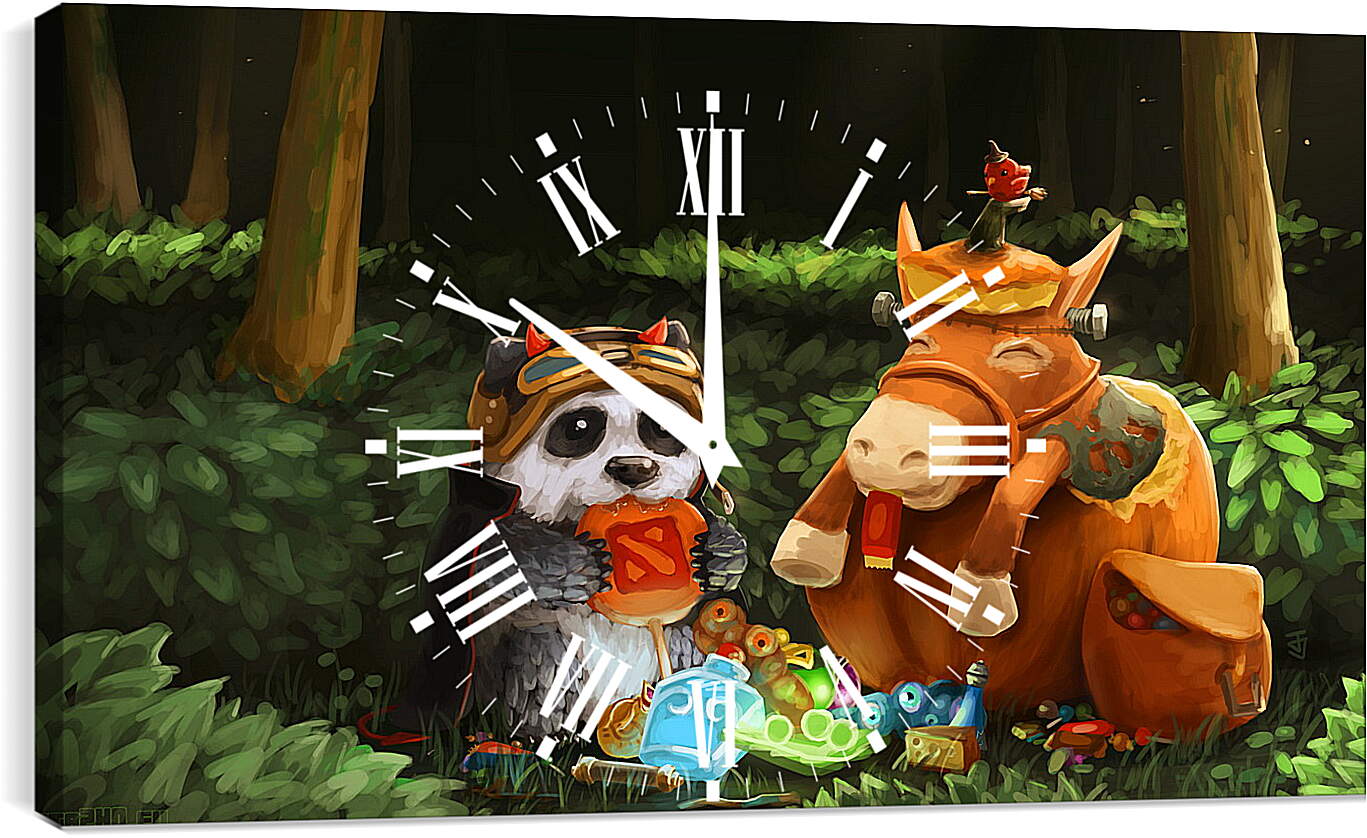 Часы картина - dota 2, panda, courier