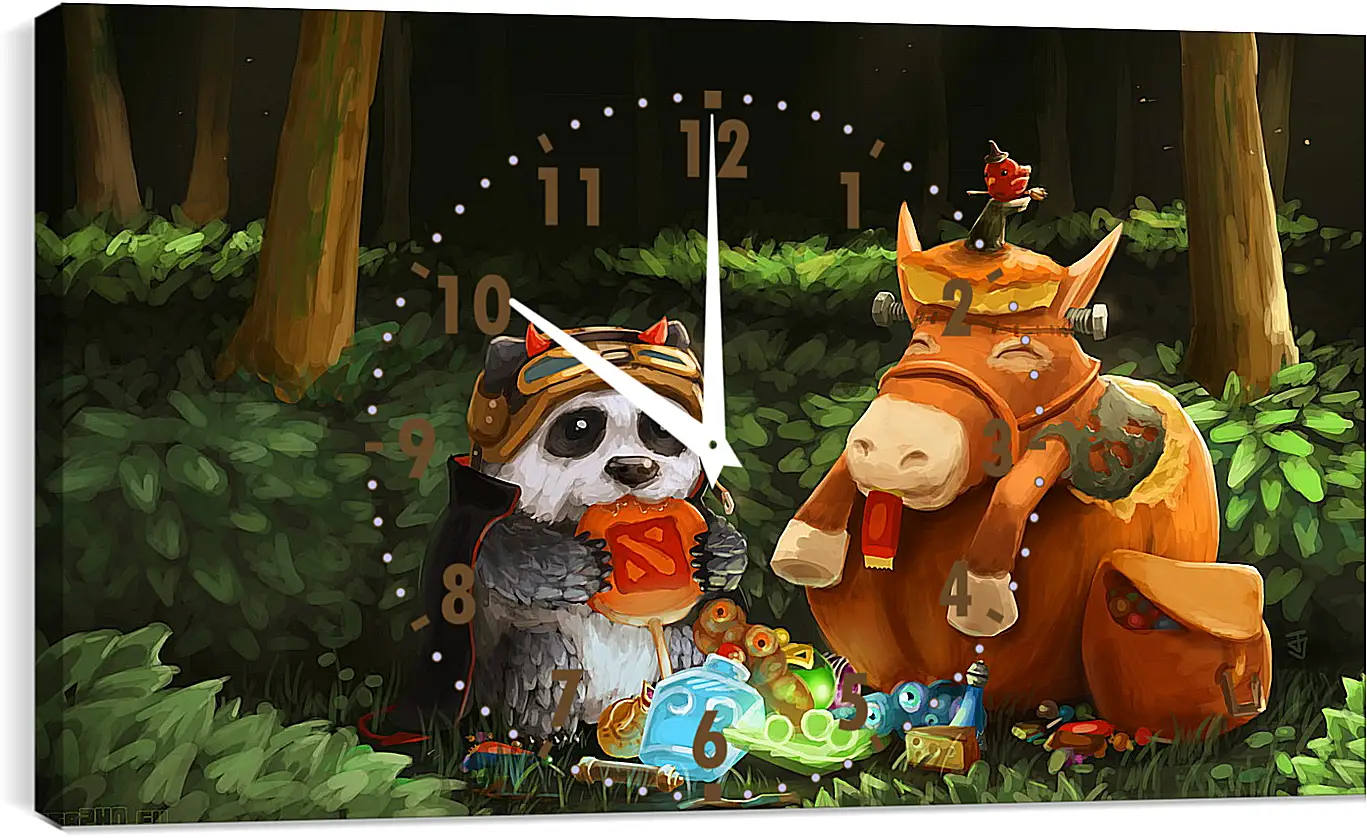 Часы картина - dota 2, panda, courier