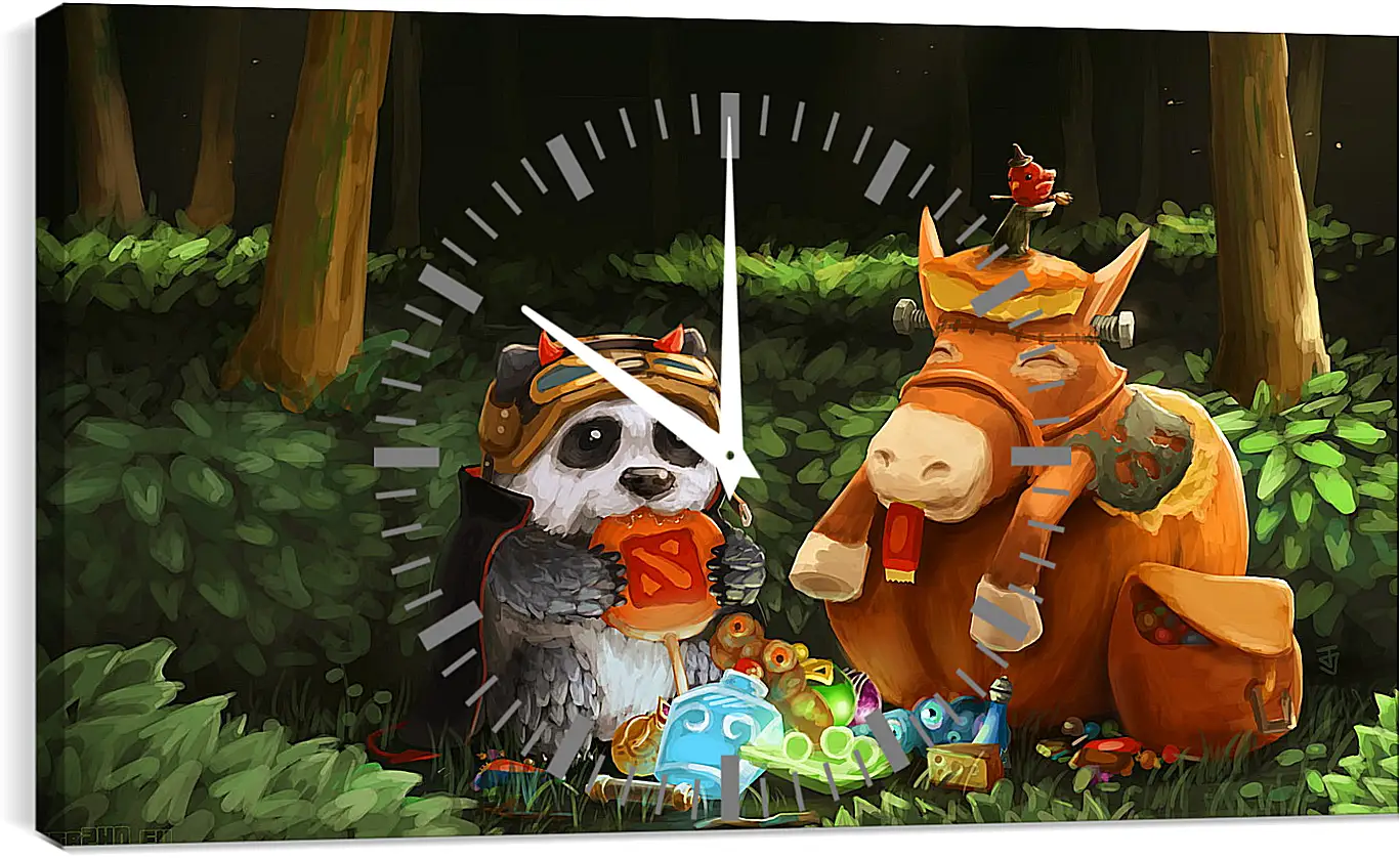 Часы картина - dota 2, panda, courier