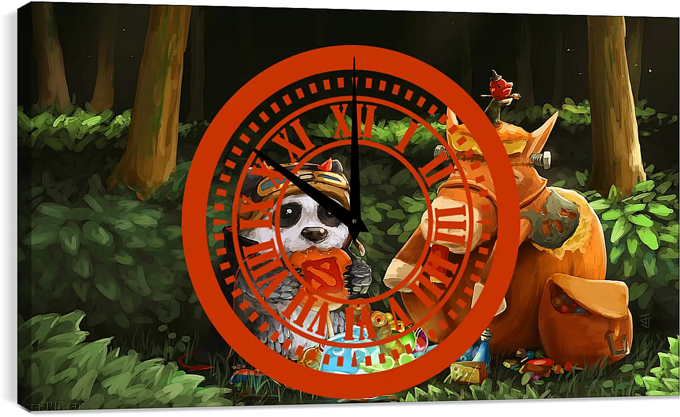 Часы картина - dota 2, panda, courier