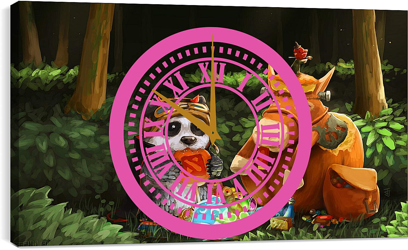 Часы картина - dota 2, panda, courier