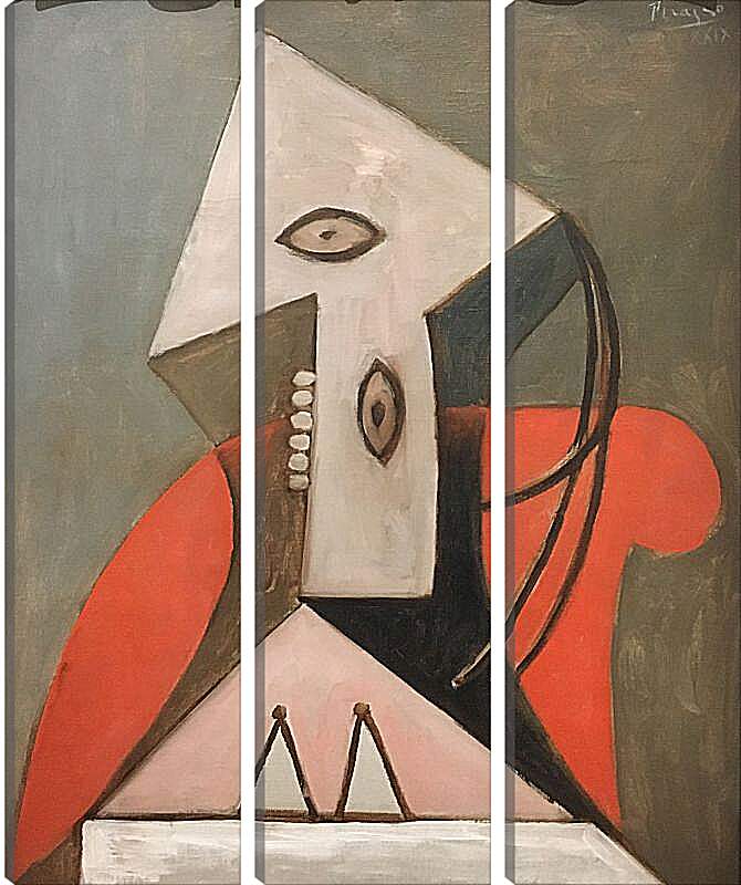 Модульная картина - Женщина в красном кресле. Пабло Пикассо
