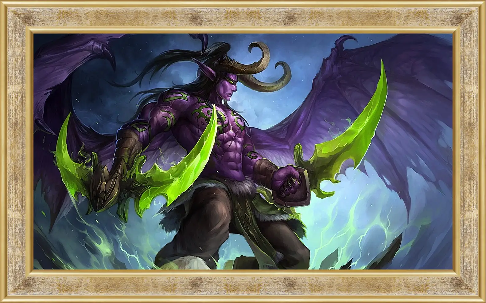 Картина в раме - world of warcraft, illidan stormrage, art