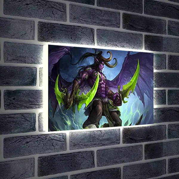 Лайтбокс световая панель - world of warcraft, illidan stormrage, art