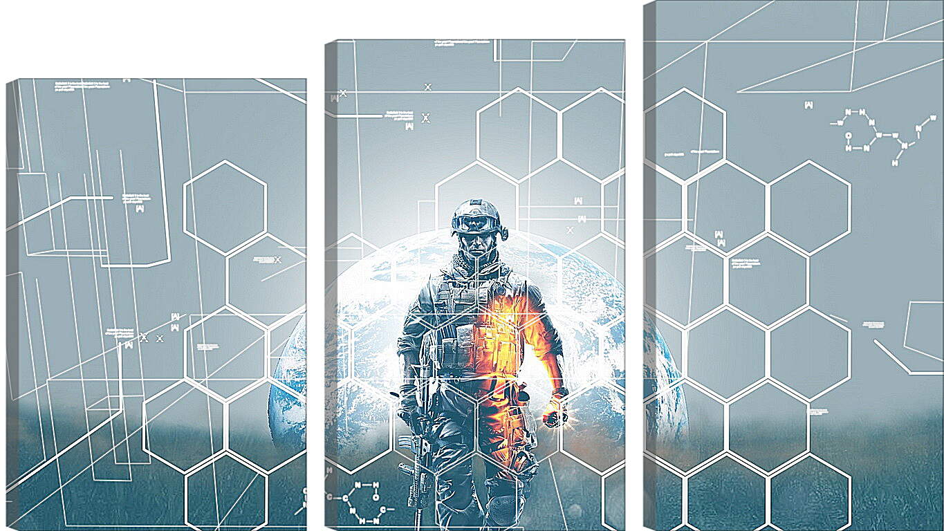 Модульная картина - battlefield 3, soldier, graphics