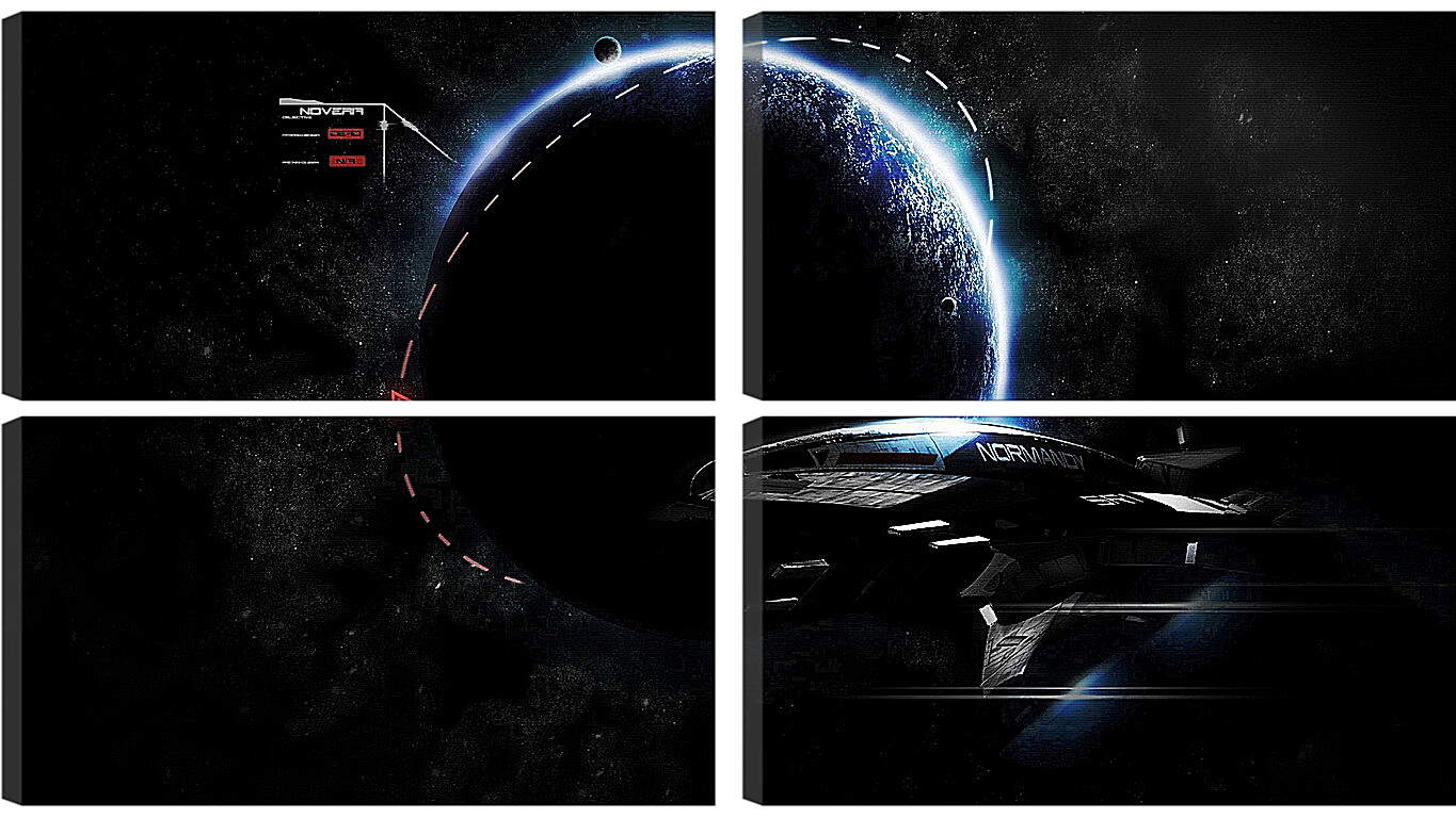 Модульная картина - mass effect 3, ship, earth
