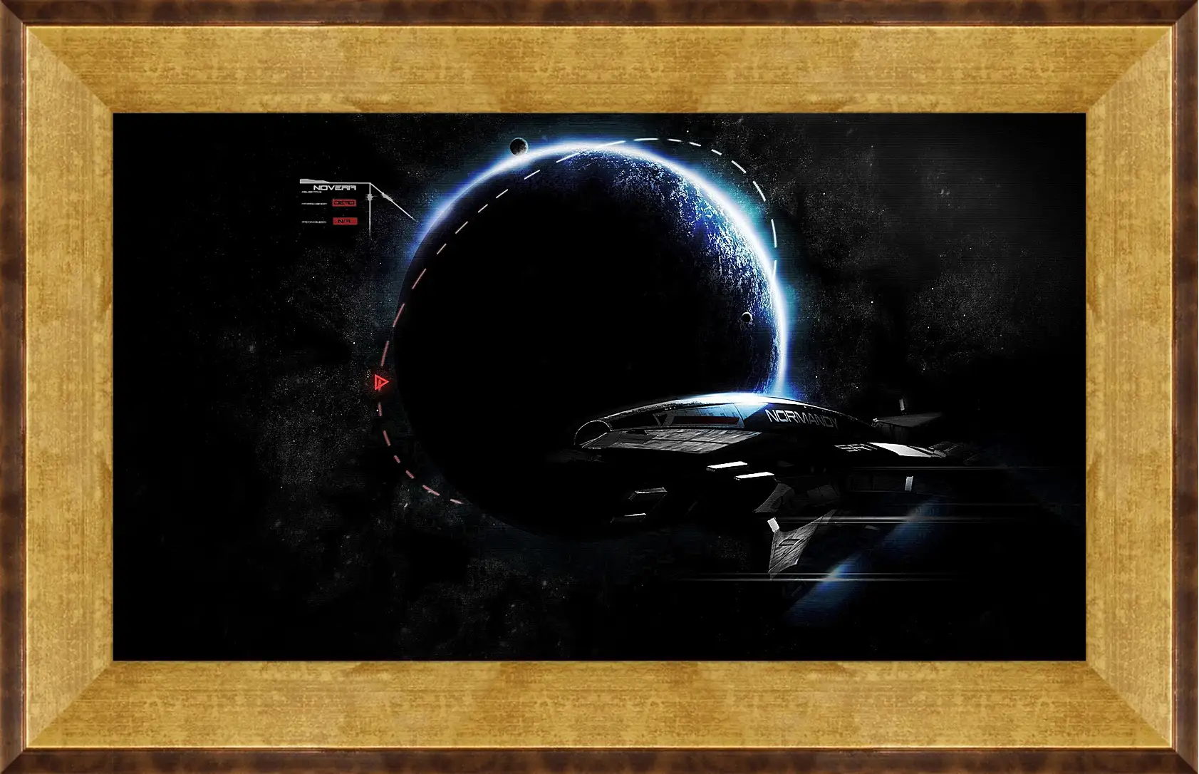 Картина в раме - mass effect 3, ship, earth
