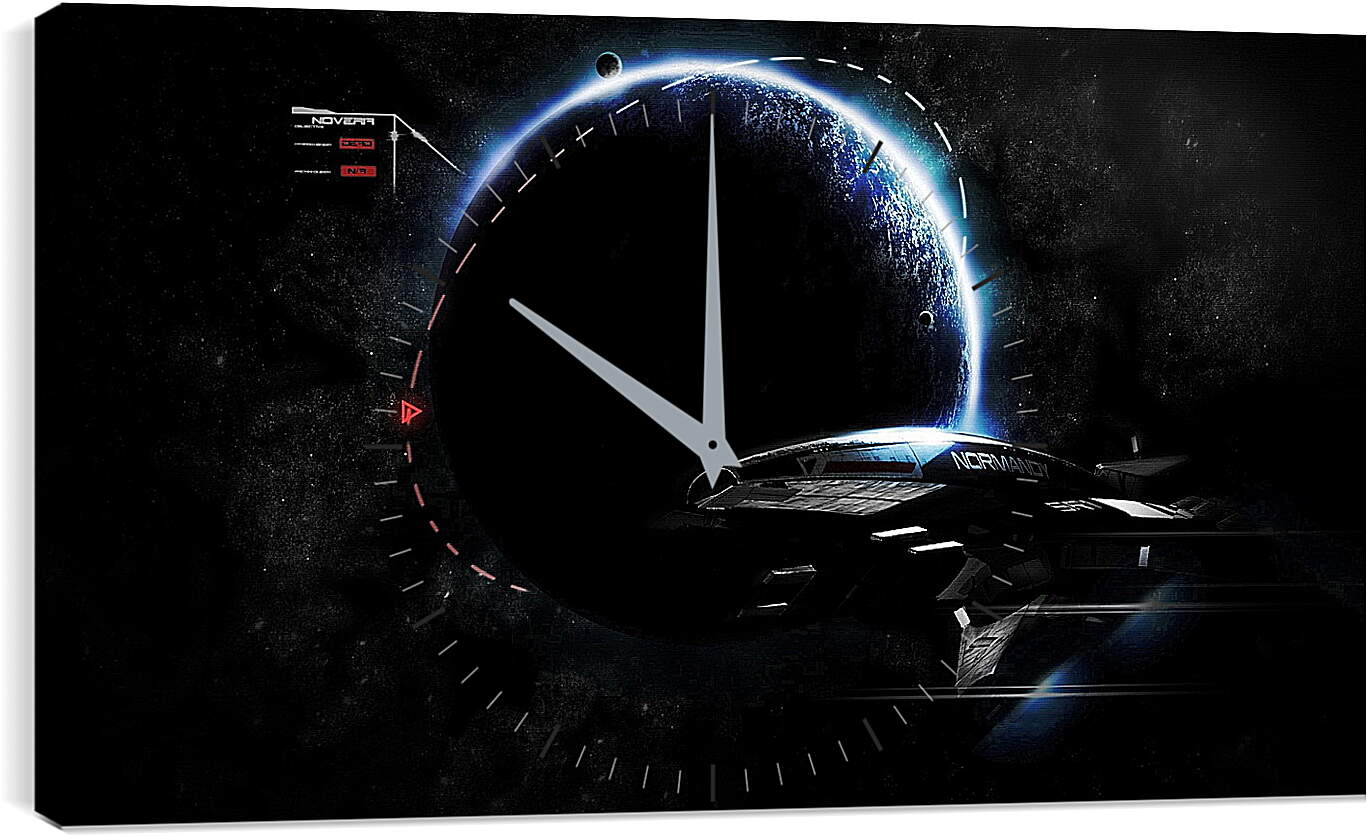 Часы картина - mass effect 3, ship, earth
