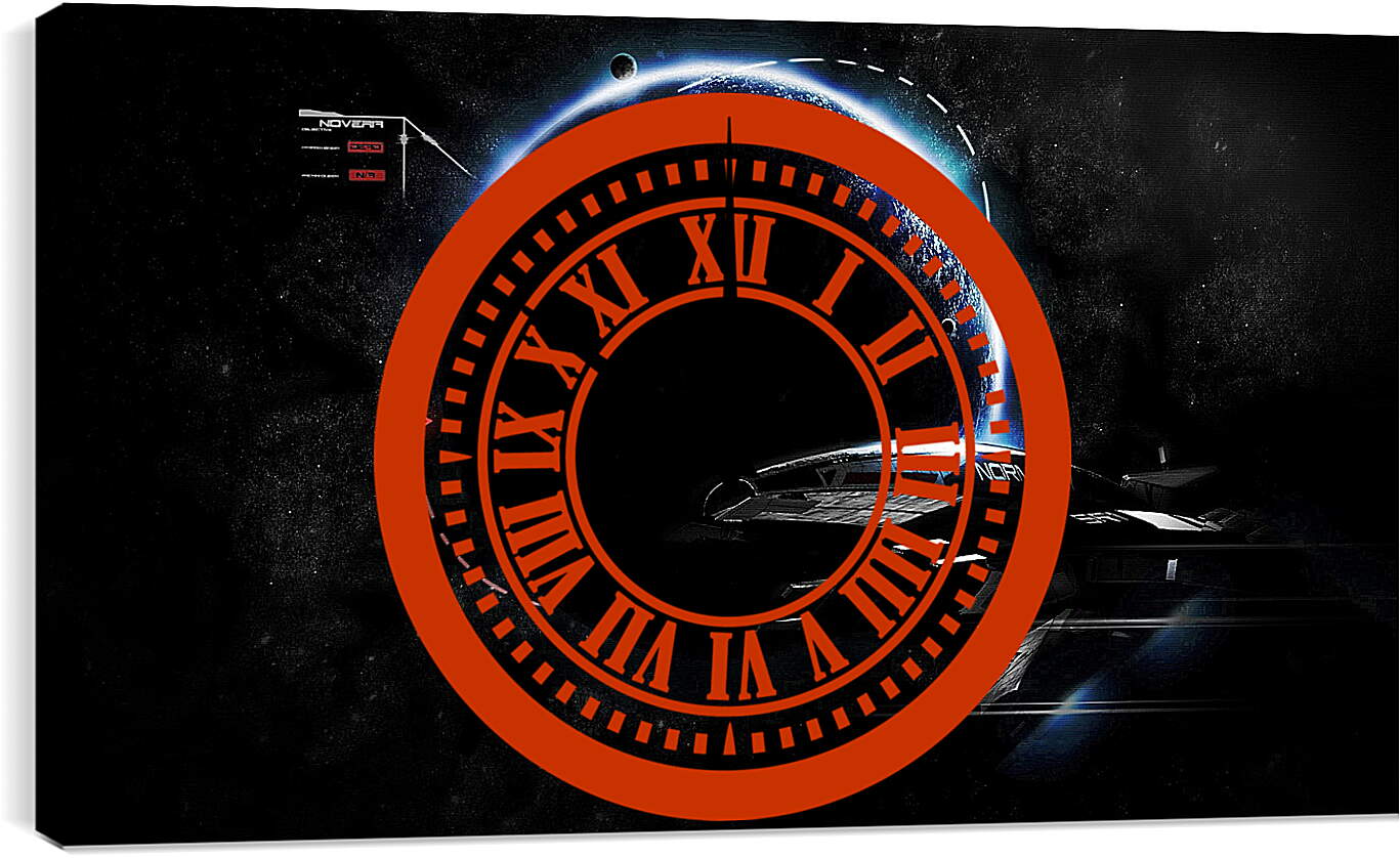 Часы картина - mass effect 3, ship, earth
