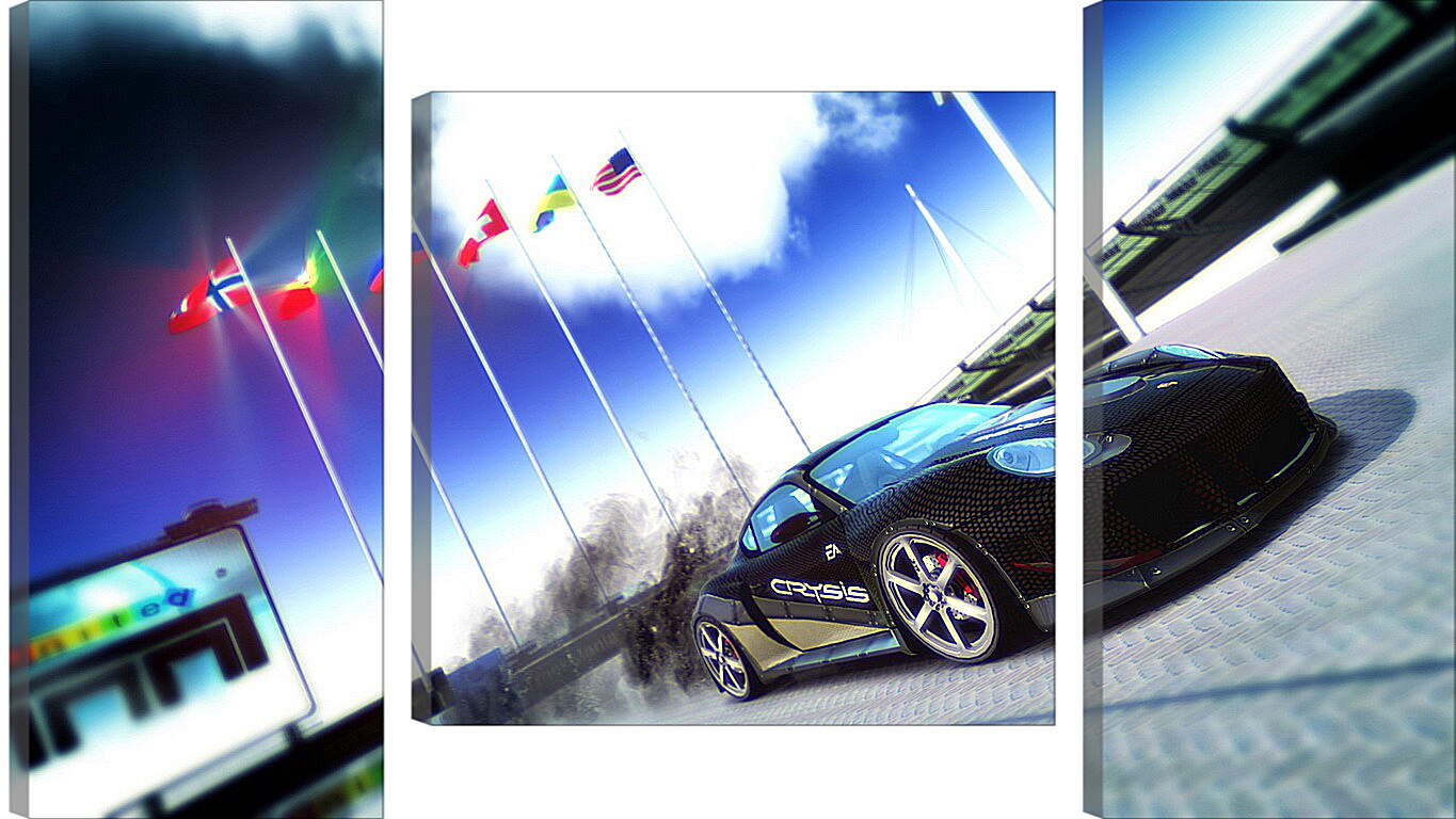 Модульная картина - trackmania, car, flags
