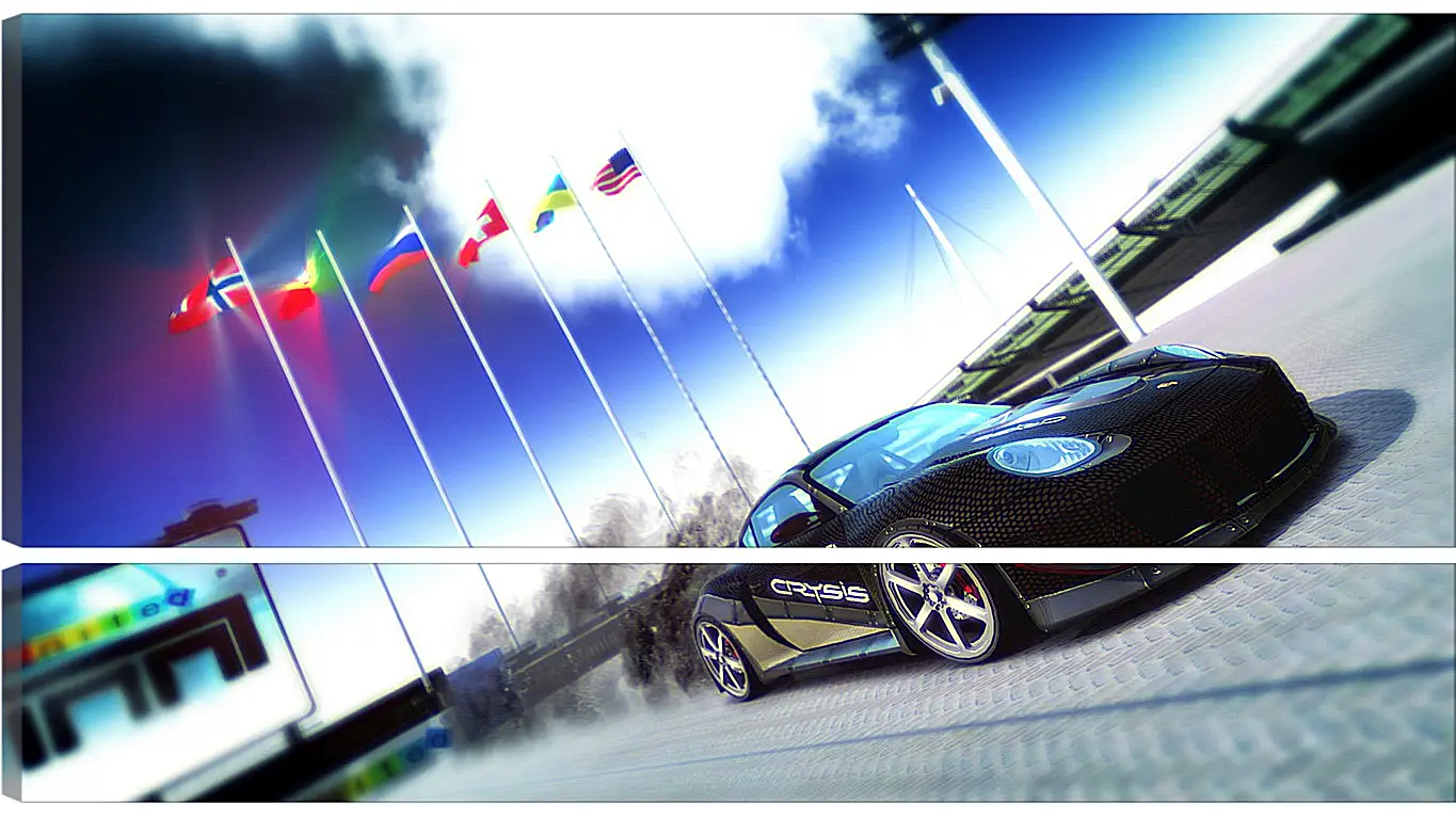 Модульная картина - trackmania, car, flags
