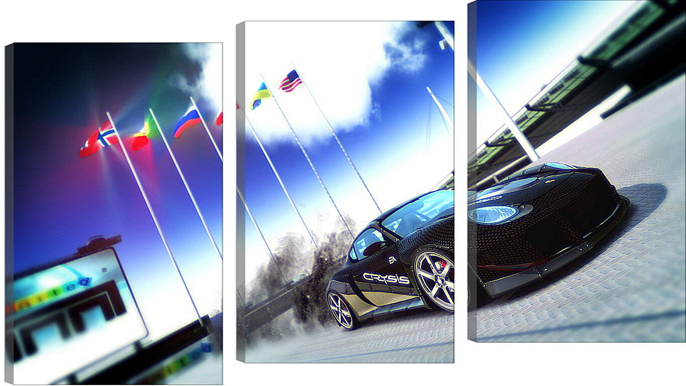 Модульная картина - trackmania, car, flags
