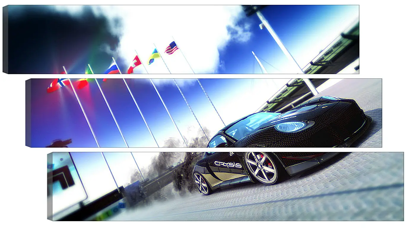 Модульная картина - trackmania, car, flags
