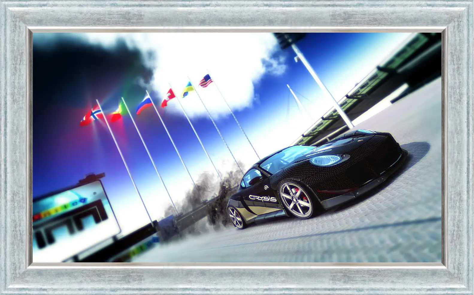 Картина в раме - trackmania, car, flags
