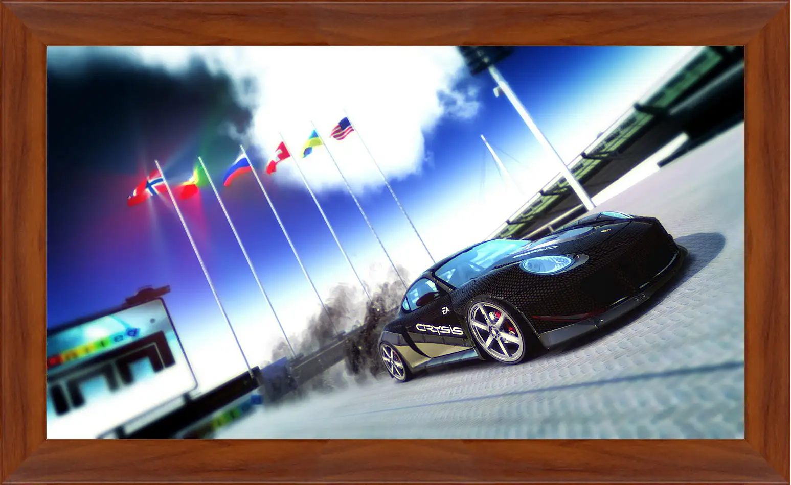 Картина в раме - trackmania, car, flags
