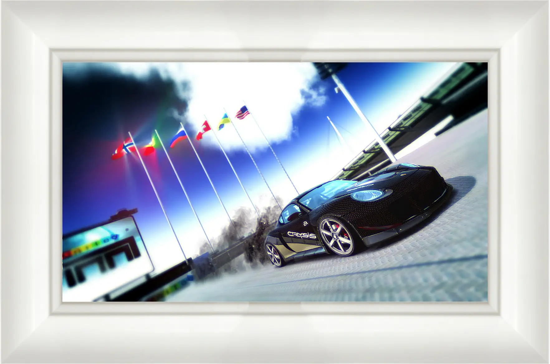 Картина в раме - trackmania, car, flags
