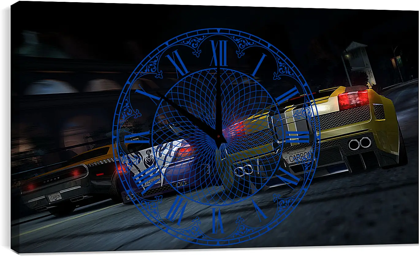 Часы картина - need for speed carbon, cars, night
