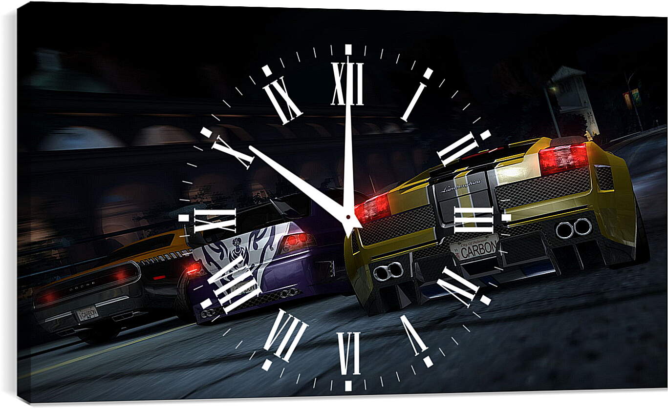 Часы картина - need for speed carbon, cars, night
