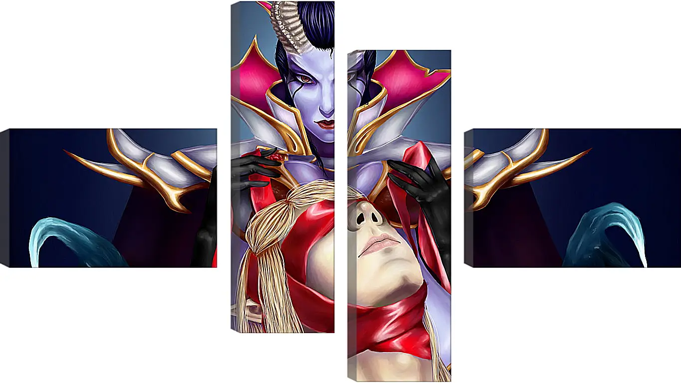 Модульная картина - queen of pain, invoker, dota 2