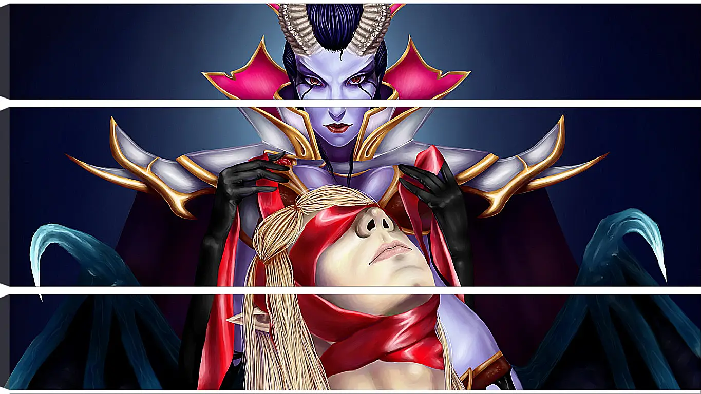 Модульная картина - queen of pain, invoker, dota 2