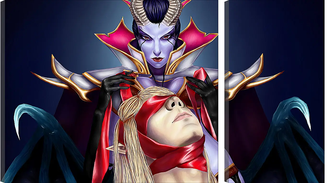 Модульная картина - queen of pain, invoker, dota 2