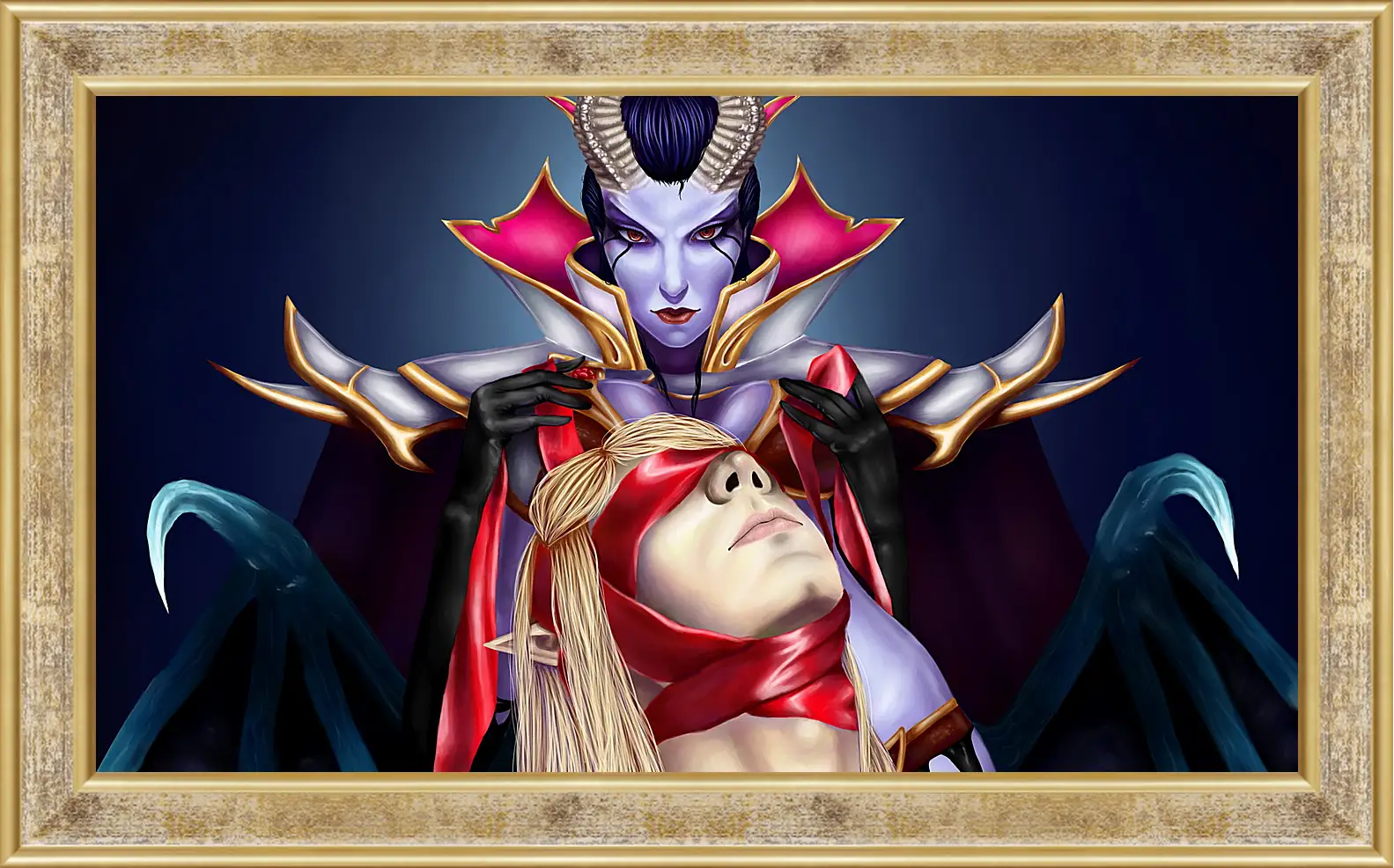 Картина в раме - queen of pain, invoker, dota 2