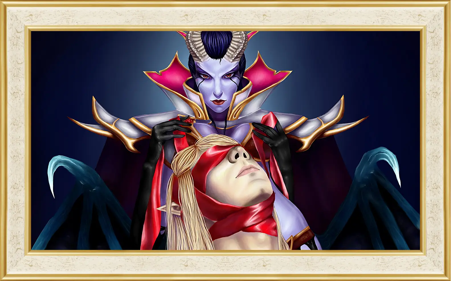 Картина в раме - queen of pain, invoker, dota 2