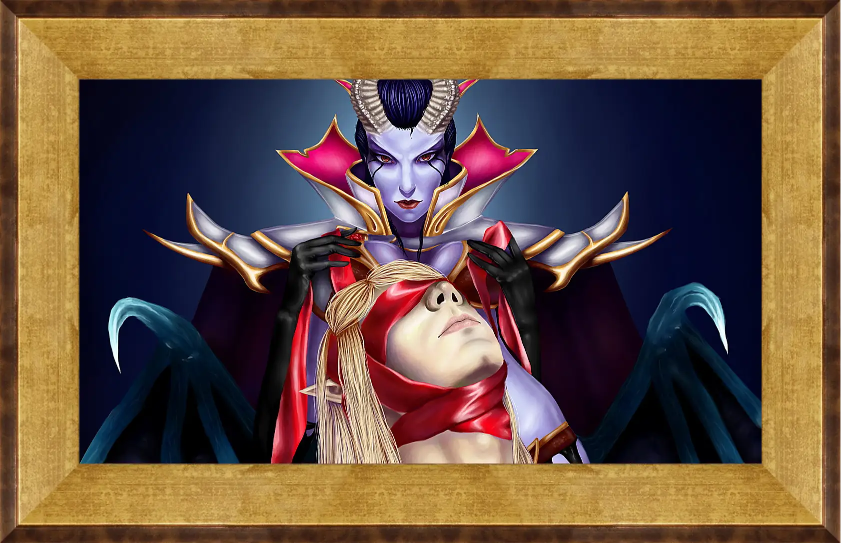 Картина в раме - queen of pain, invoker, dota 2