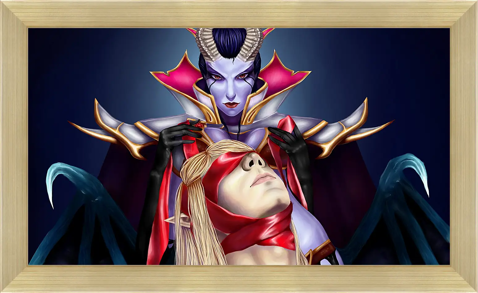 Картина в раме - queen of pain, invoker, dota 2