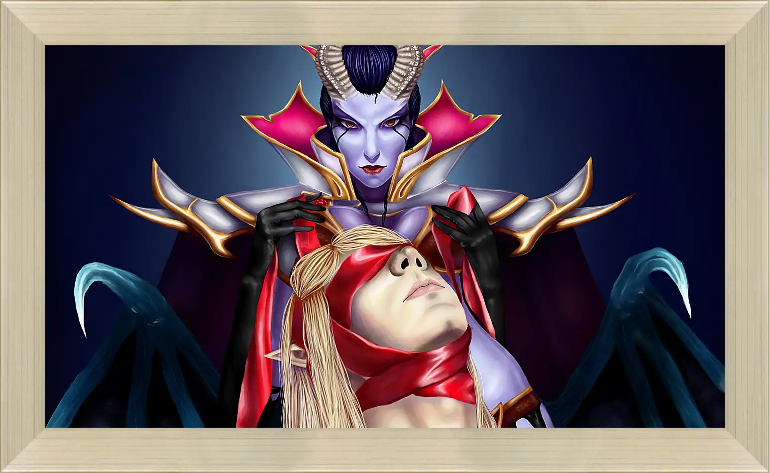 Картина в раме - queen of pain, invoker, dota 2