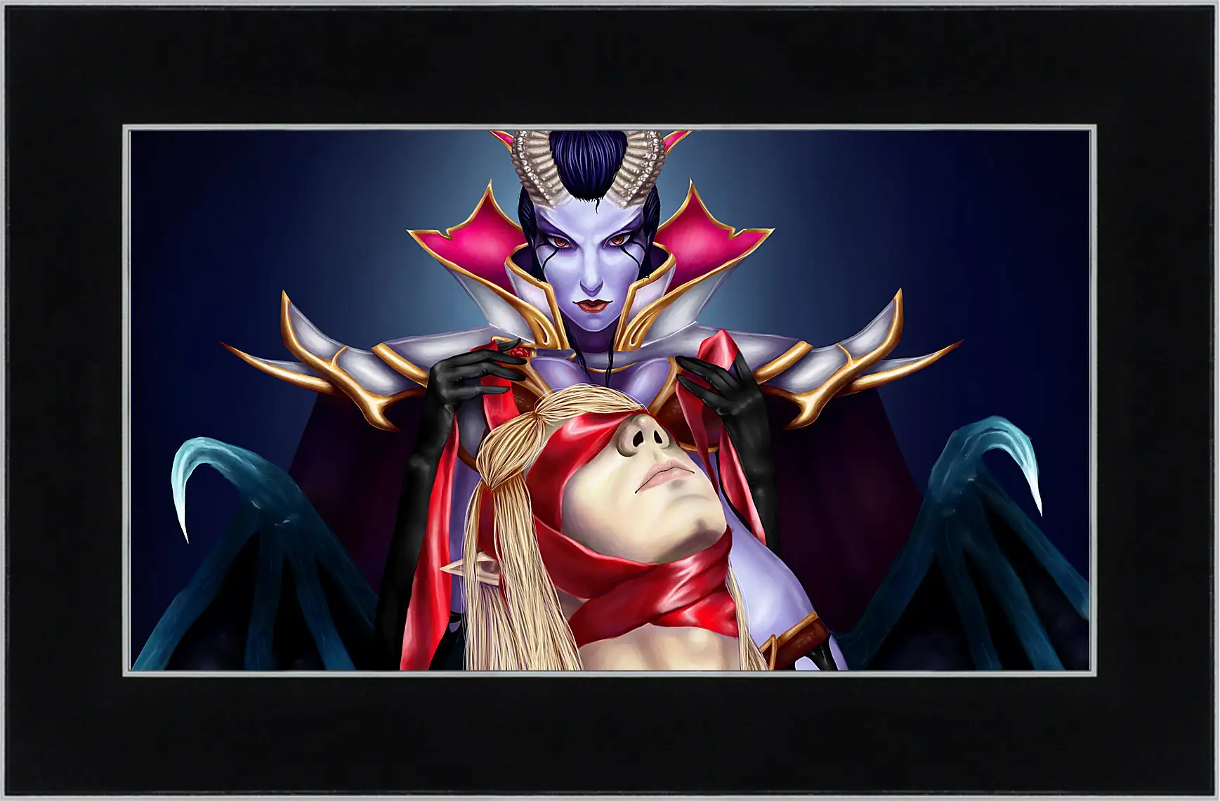 Картина в раме - queen of pain, invoker, dota 2