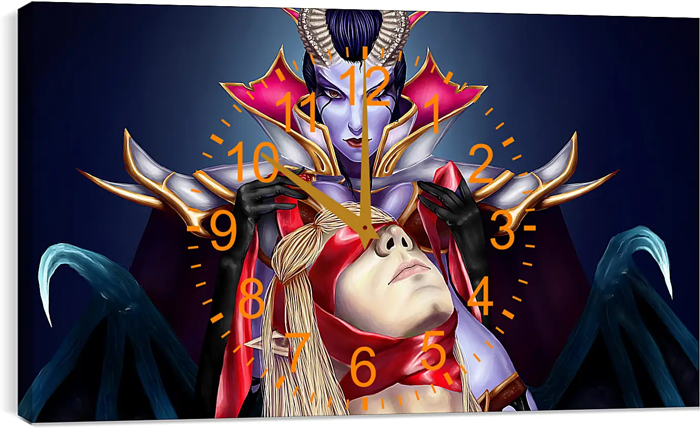 Часы картина - queen of pain, invoker, dota 2