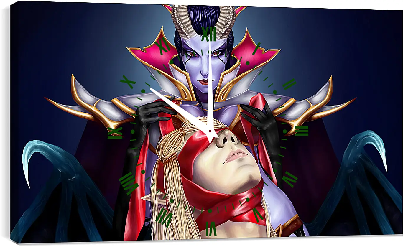 Часы картина - queen of pain, invoker, dota 2