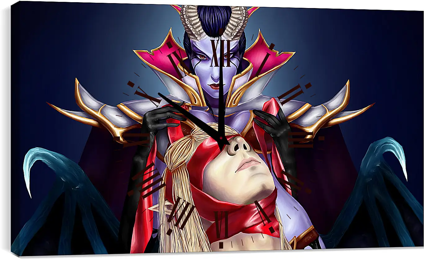 Часы картина - queen of pain, invoker, dota 2